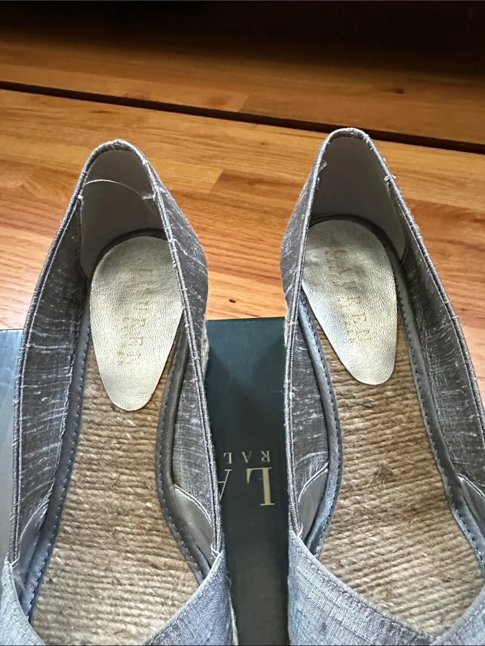 Lauren Ralph Lauren Cecilia Silver Shantung Espadrille Wedge